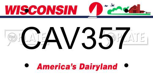 CAV357 Wisconsin License Plate