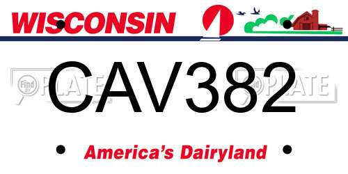 CAV382 Wisconsin License Plate