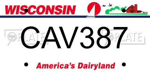 CAV387 Wisconsin License Plate