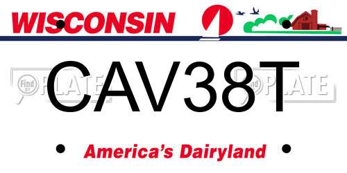 CAV38T Wisconsin License Plate