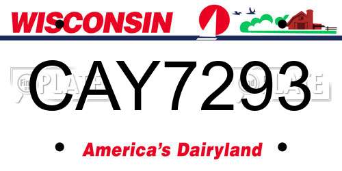 CAY7293 Wisconsin License Plate