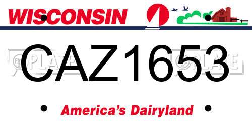 CAZ1653 Wisconsin License Plate