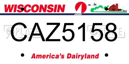 CAZ5158 Wisconsin License Plate