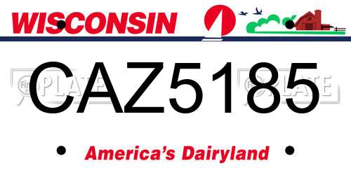 CAZ5185 Wisconsin License Plate