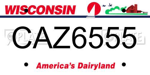 CAZ6555 Wisconsin License Plate