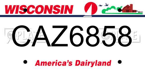CAZ6858 Wisconsin License Plate