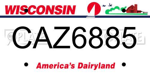CAZ6885 Wisconsin License Plate