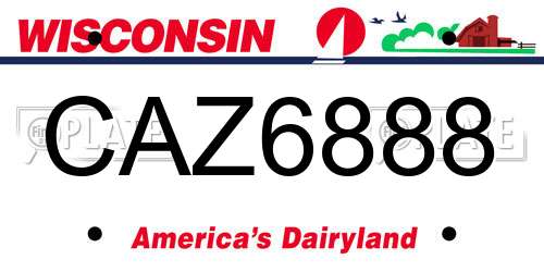CAZ6888 Wisconsin License Plate