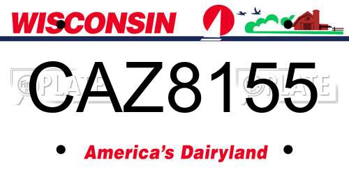 CAZ8155 Wisconsin License Plate