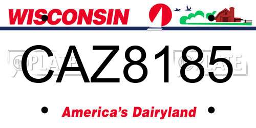 CAZ8185 Wisconsin License Plate