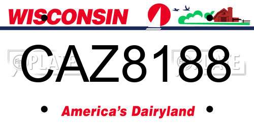 CAZ8188 Wisconsin License Plate