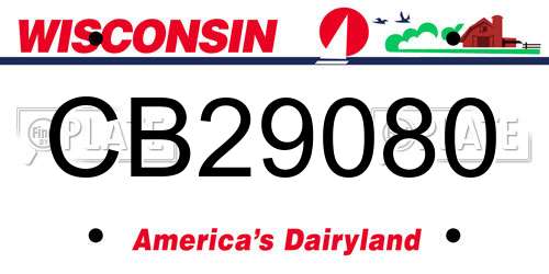 CB29080 Wisconsin License Plate