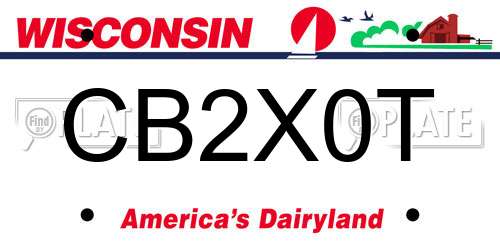 CB2X0T Wisconsin License Plate
