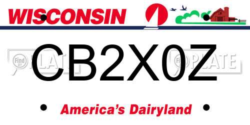 CB2X0Z Wisconsin License Plate
