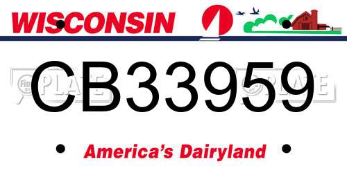 CB33959 Wisconsin License Plate