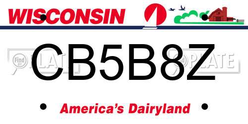 CB5B8Z Wisconsin License Plate