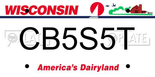 CB5S5T Wisconsin License Plate