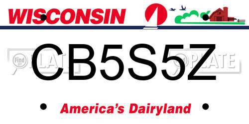 CB5S5Z Wisconsin License Plate