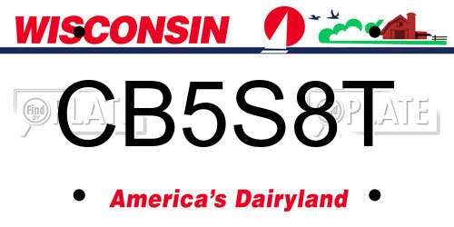 CB5S8T Wisconsin License Plate