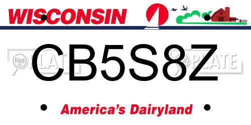 CB5S8Z Wisconsin License Plate