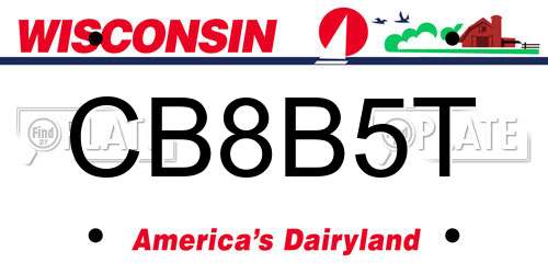 CB8B5T Wisconsin License Plate