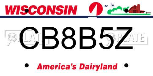 CB8B5Z Wisconsin License Plate