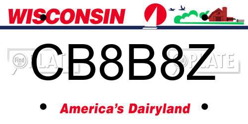 CB8B8Z Wisconsin License Plate