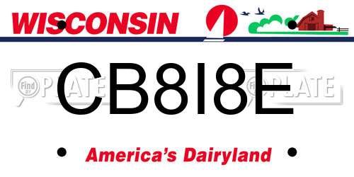 CB8I8E Wisconsin License Plate