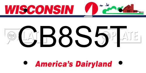CB8S5T Wisconsin License Plate