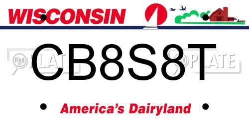 CB8S8T Wisconsin License Plate