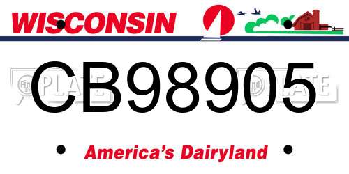 CB98905 Wisconsin License Plate