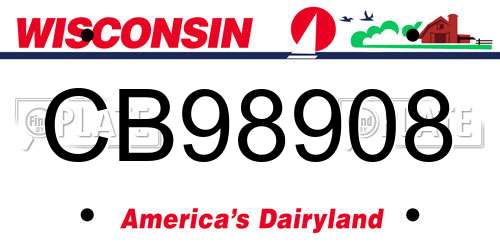 CB98908 Wisconsin License Plate