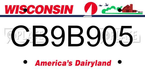 CB9B905 Wisconsin License Plate