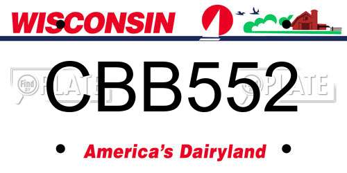 CBB552 Wisconsin License Plate