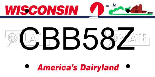 CBB58Z Wisconsin License Plate