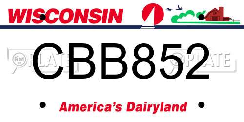 CBB852 Wisconsin License Plate