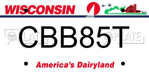 CBB85T Wisconsin License Plate