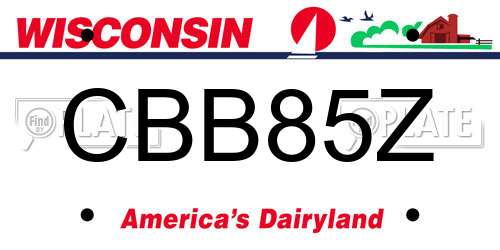 CBB85Z Wisconsin License Plate