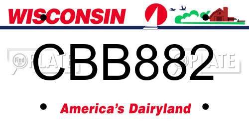 CBB882 Wisconsin License Plate