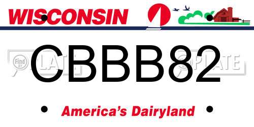 CBBB82 Wisconsin License Plate
