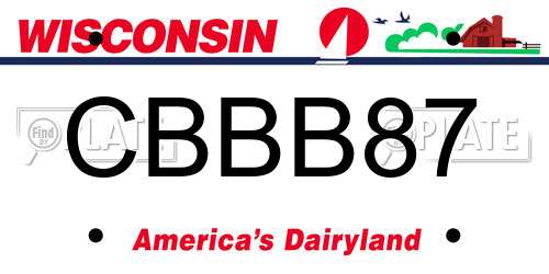 CBBB87 Wisconsin License Plate