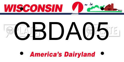 CBDA05 Wisconsin License Plate