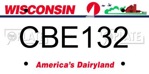 CBE132 Wisconsin License Plate