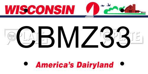 CBMZ33 Wisconsin License Plate