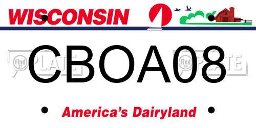 CBOA08 Wisconsin License Plate