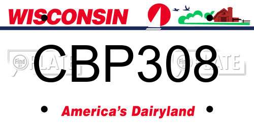 CBP308 Wisconsin License Plate