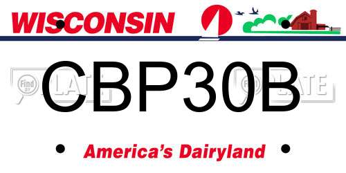 CBP30B Wisconsin License Plate