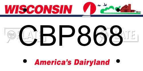 CBP868 Wisconsin License Plate