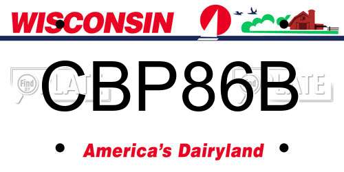 CBP86B Wisconsin License Plate