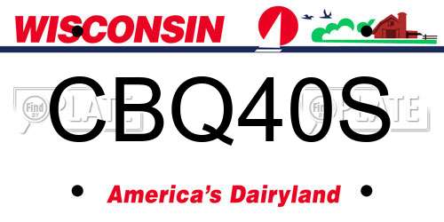 CBQ40S Wisconsin License Plate
